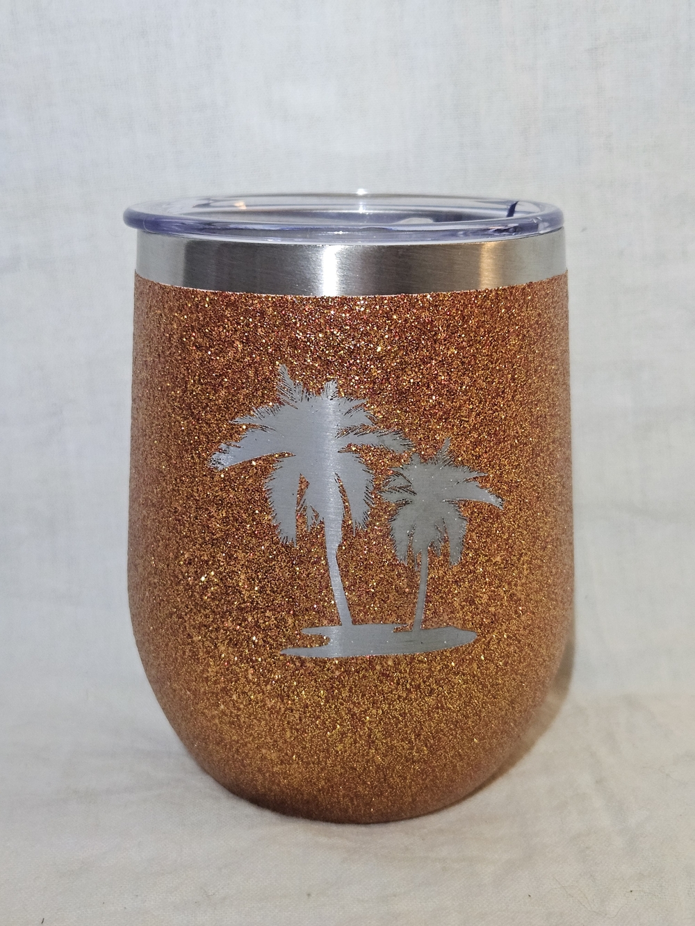 PURE Antimicrobial 12oz Glitter Palm Tree Tumbler